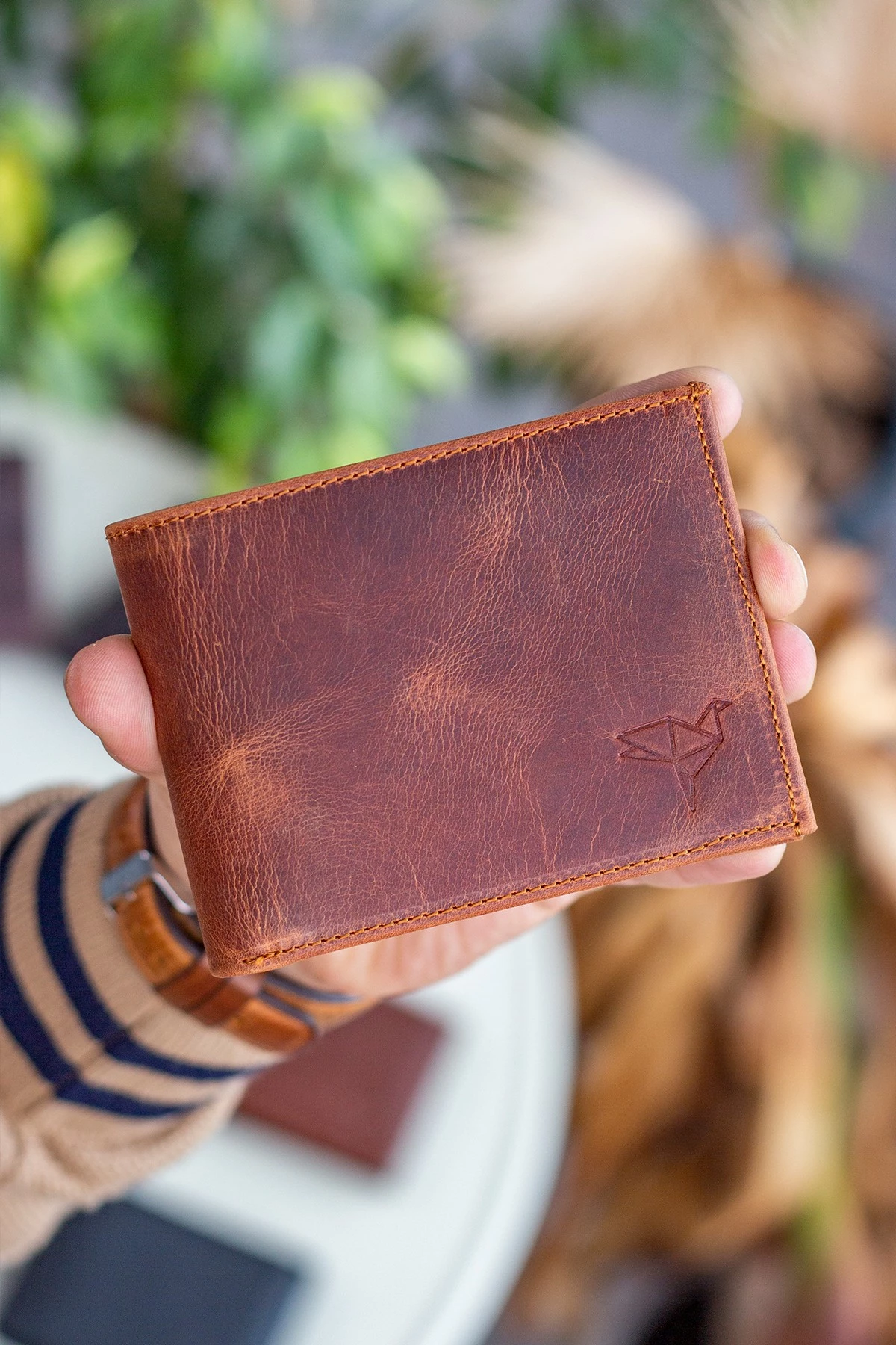 Držalo za kartice iz pravega usnja Zoozie Bags Porto, tan