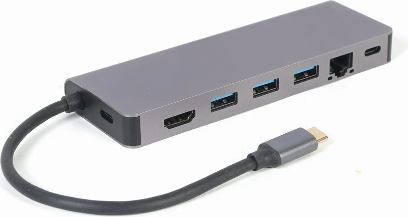 Večportni USB adapter Gembird A-CM-COMBO5-05, 5x priključkov, Type-C, siv