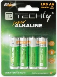 Alkalijske baterije Techly LR06 AA, 1,5V, 4 kosi