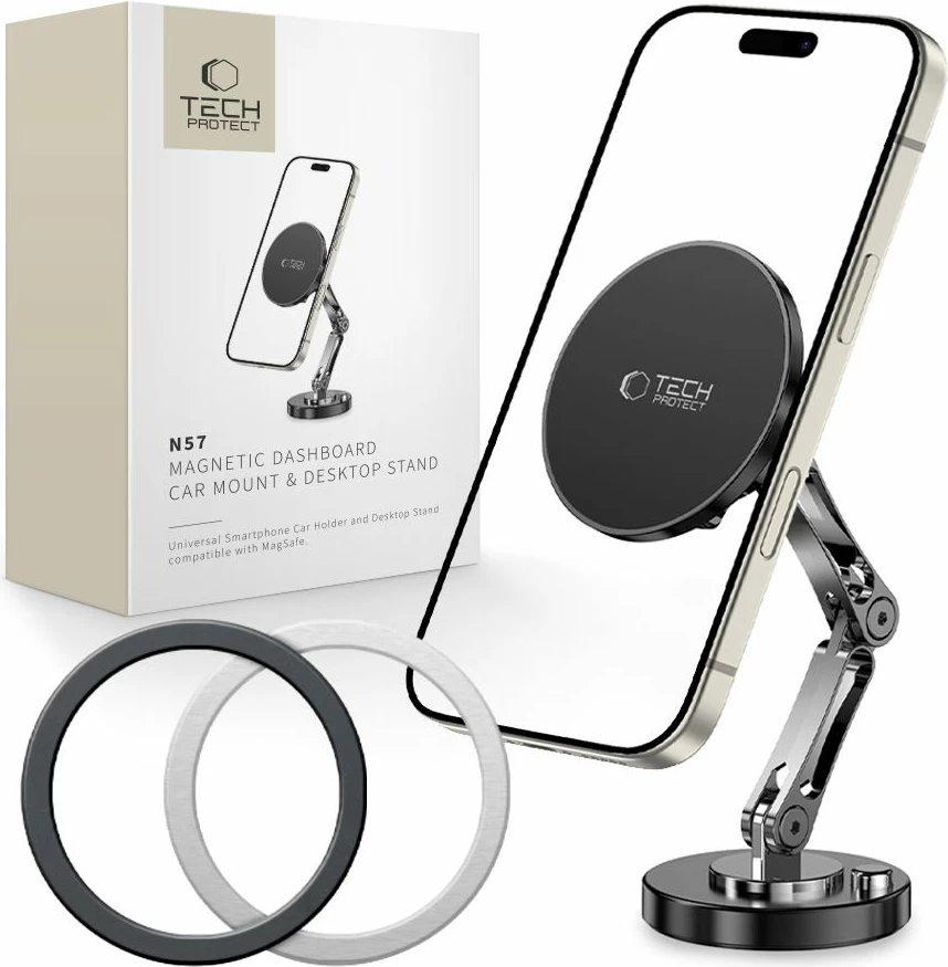 Magnetni nosilec za telefon MagSafe Tech-Protect N57, črn