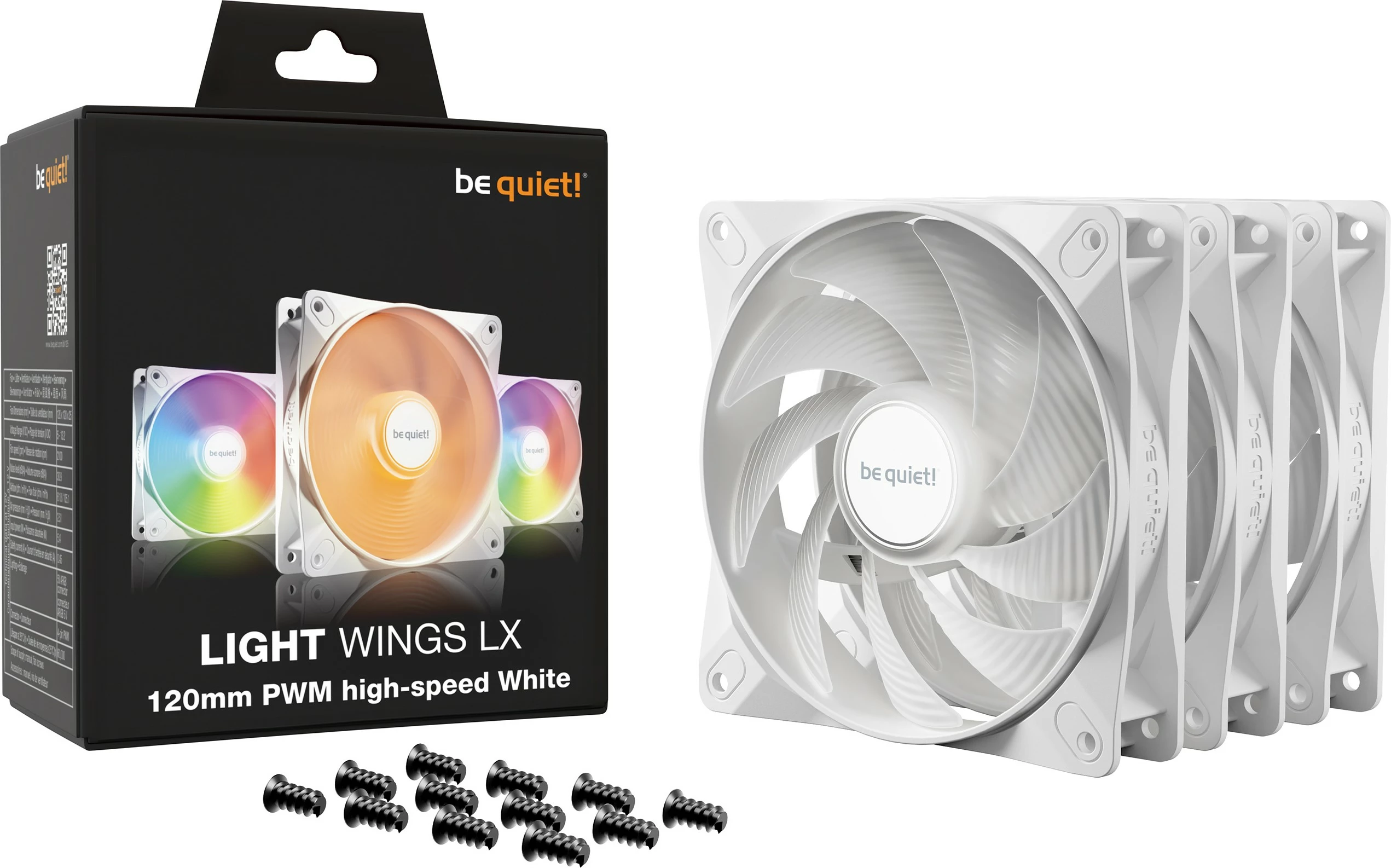 Ventilator za računalniški ohišje LIGHT WINGS LX PWM, 120 mm, trojni paket, Be Quiet!, bel