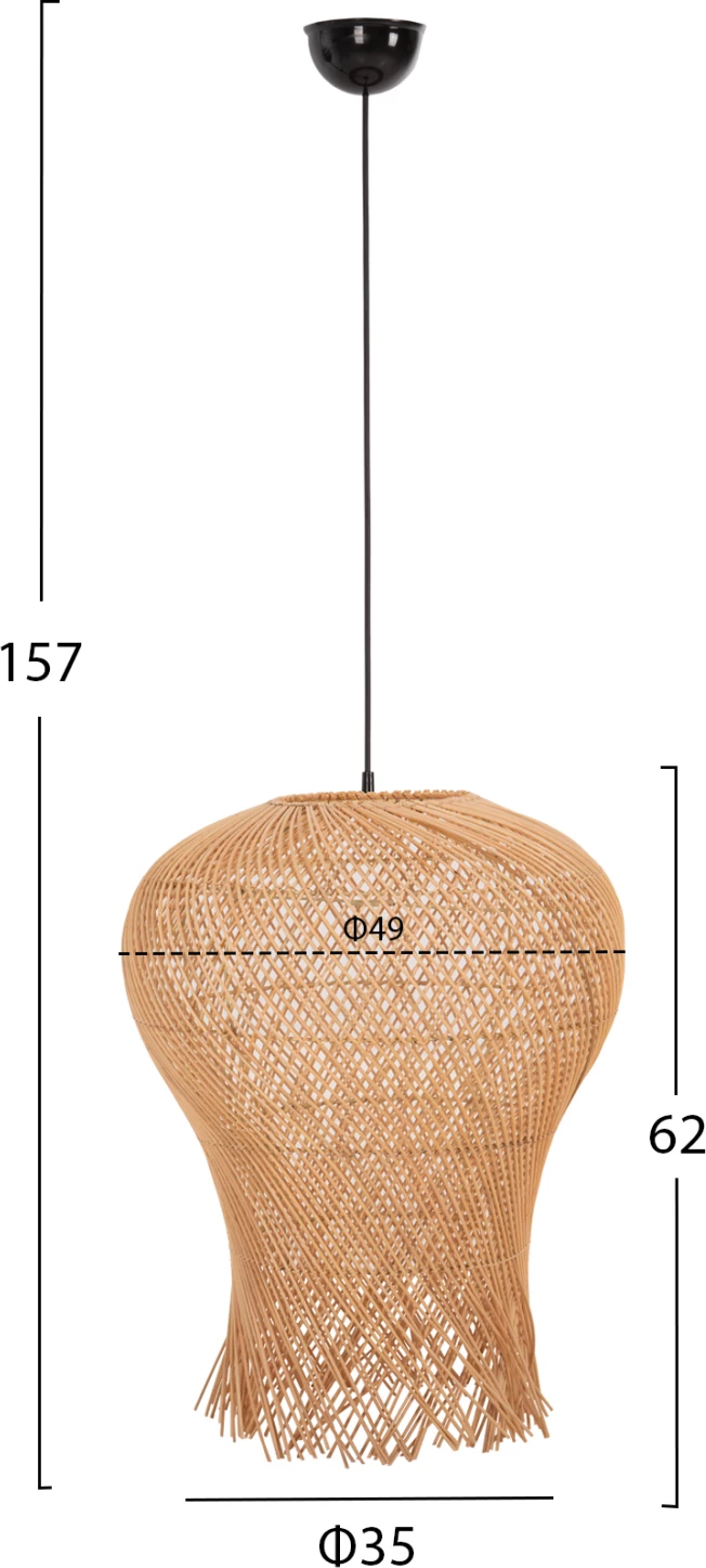 Stropna viseča svetilka FH7882 iz ratana v naravni barvi Φ49x157Hcm