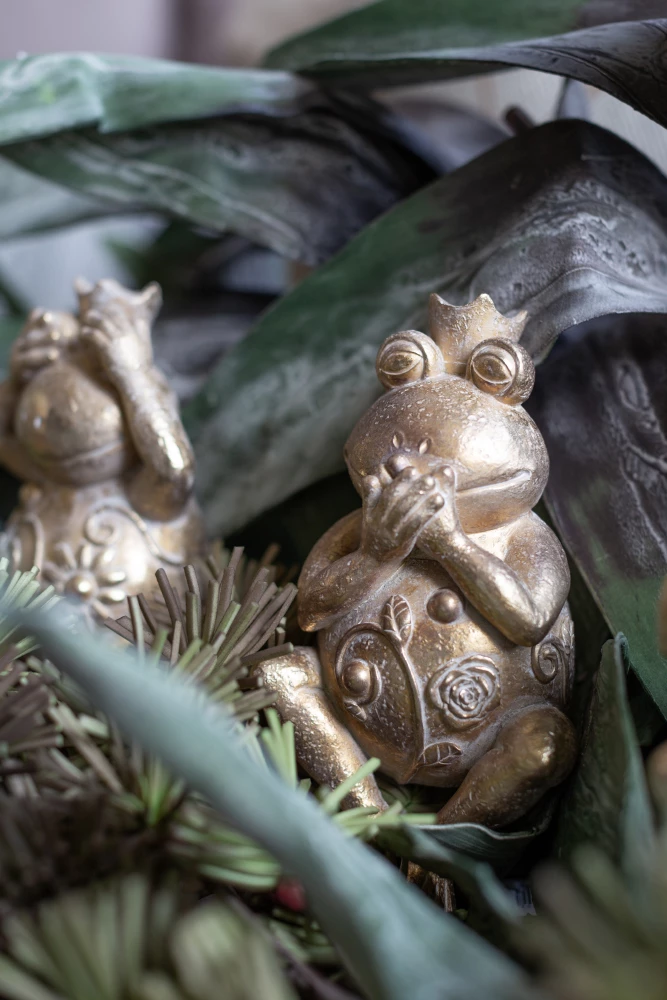 Dekorativna figura žabe GRENOUILLE, zlata, 11x10x23 cm