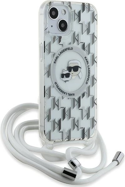 Prozoren ovoj z monogramom Karl & Choupette MagSafe za iPhone 15/14/13, Karl Lagerfeld IML Crossbody