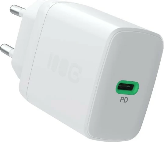 Stenski polnilec USB-C 30 W PD, 1x USB-C, Green Cell PowerSource Solo30 CHARB-GC-30C-W, bel