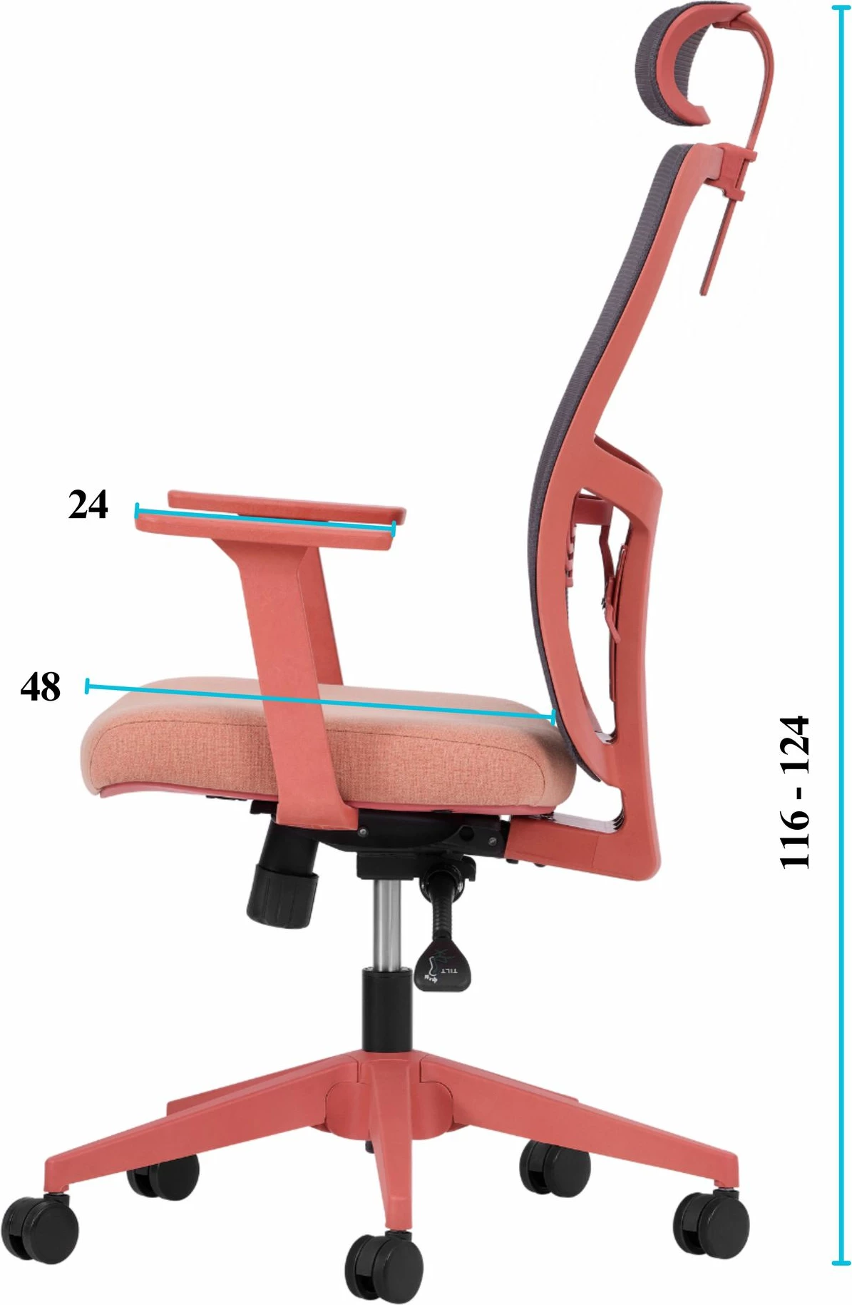 Ergonomski pisarniški stol, salmon, Skye Decor, 126 cm