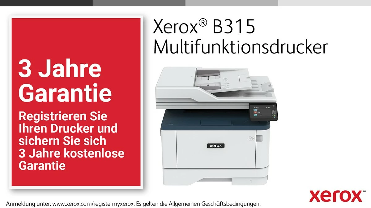 Multifunkcijski laserski tiskalnik Xerox B315, mono, brezžičen, duplex, 2 kaseti, 350 listov, A4, modro/bel