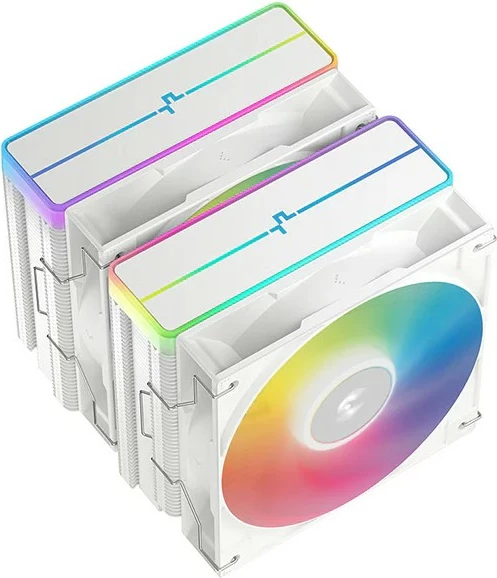 Hladilnik za procesor Deepcool AG620 White ARGB V2, 2 ventilatorja, 6 toplotnih cevi, bel