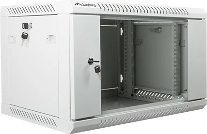 Stenska omara 19'' 6U, 600×450 mm, steklena vrata, siva Lanberg WF01-6406-10S