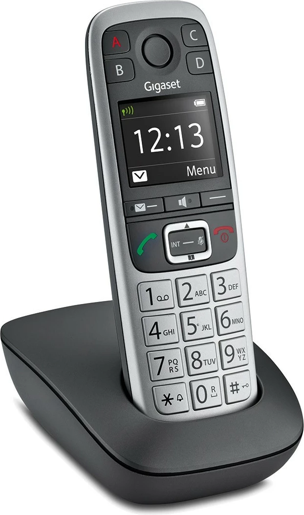 Brezžični telefon Gigaset E560, analog/DECT, 150 stikov, z vklopljenim snemalnikom, črno/srebrn