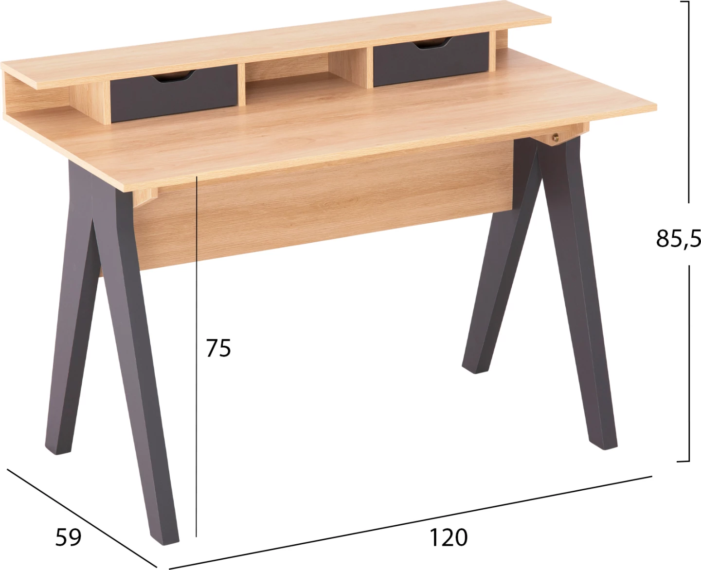Površina mize REXIN FH18290, melamin, barva sonoma-siva, 120x19-59x75-85,5H cm