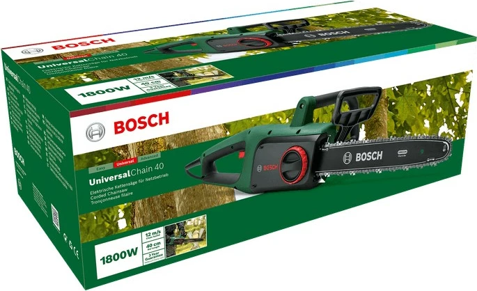 Električna verižna žaga Universal Chain 40 Bosch, 1800 W, 40 cm, črno, zeleno, rdeče
