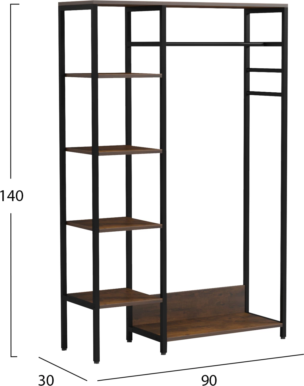 Pohištvo za predsobo/odprta garderobna omara Aranja FH18082 kovina-melamin 90x30x140Hcm