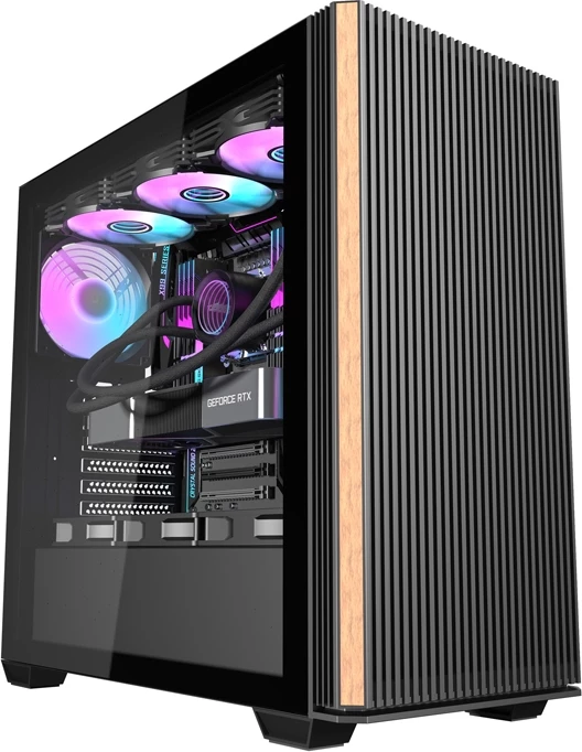 Računalniško ohišje z 4 ventilatorji, Darkflash DS900WS, Midi Tower, kaljeno steklo, črno