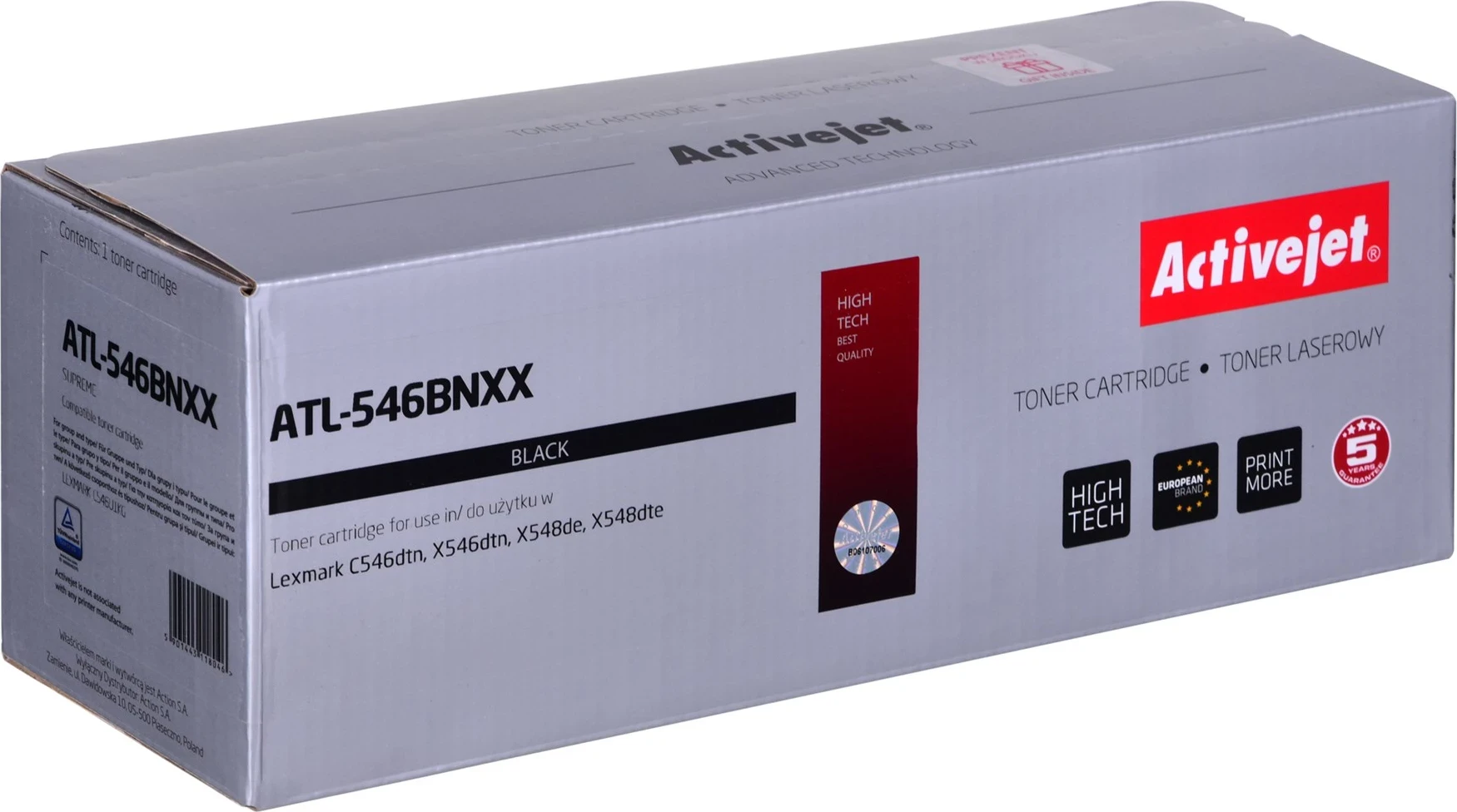 Zamenljiv toner Activejet ATL-546BNXX za tiskalnike Lexmark, črn