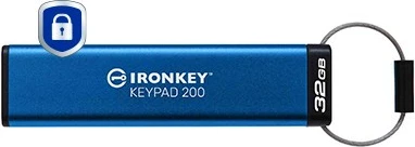 Varnostni USB Kingston IronKey Keypad 200 32GB, USB 3.2, moder