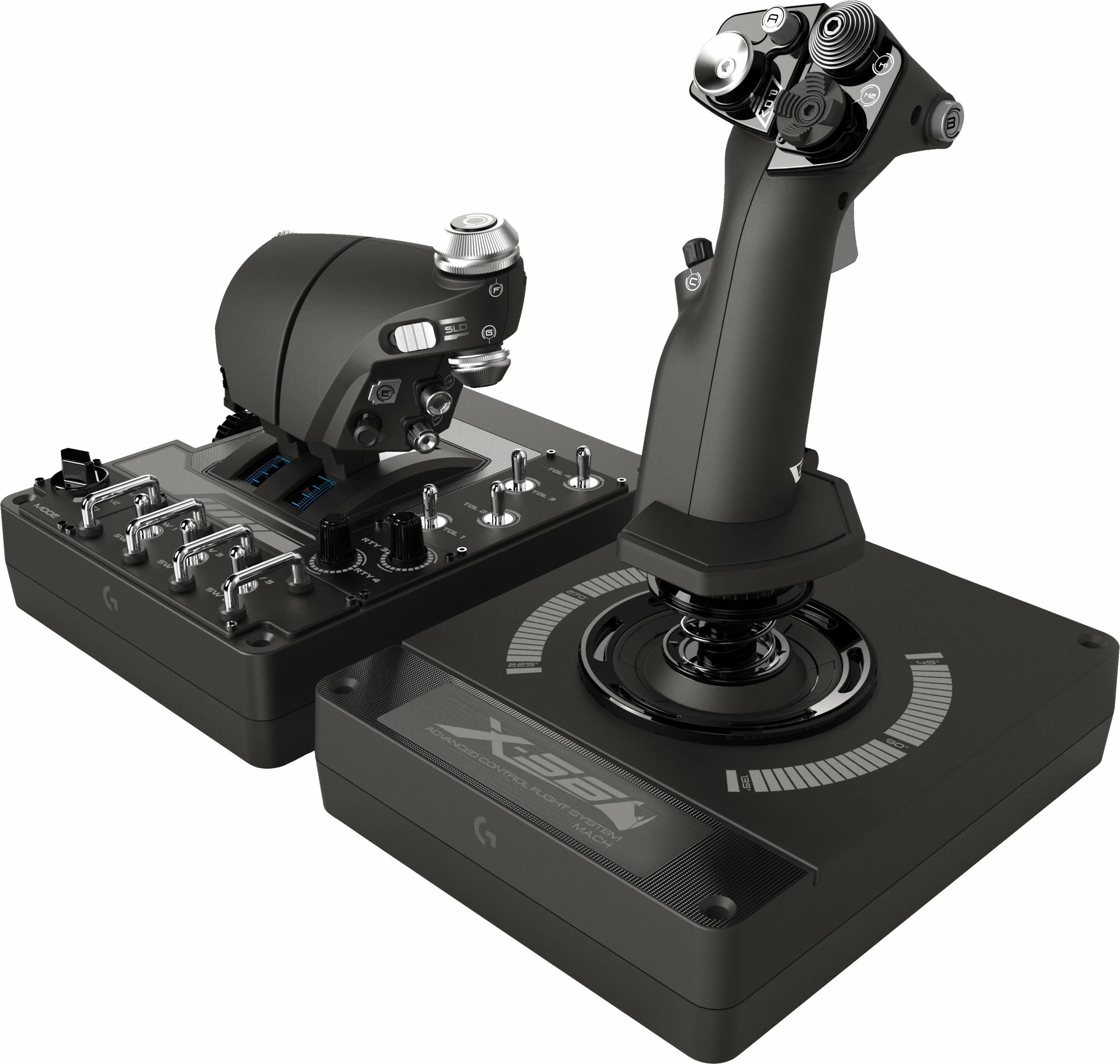 Joystick in plin Logitech X56 H.O.T.A.S., za PC, z LED lučmi, črn