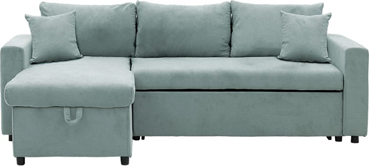 Kotna raztegljiva sedežna garnitura, obojestranska, mint zelena, 225x148x81 cm