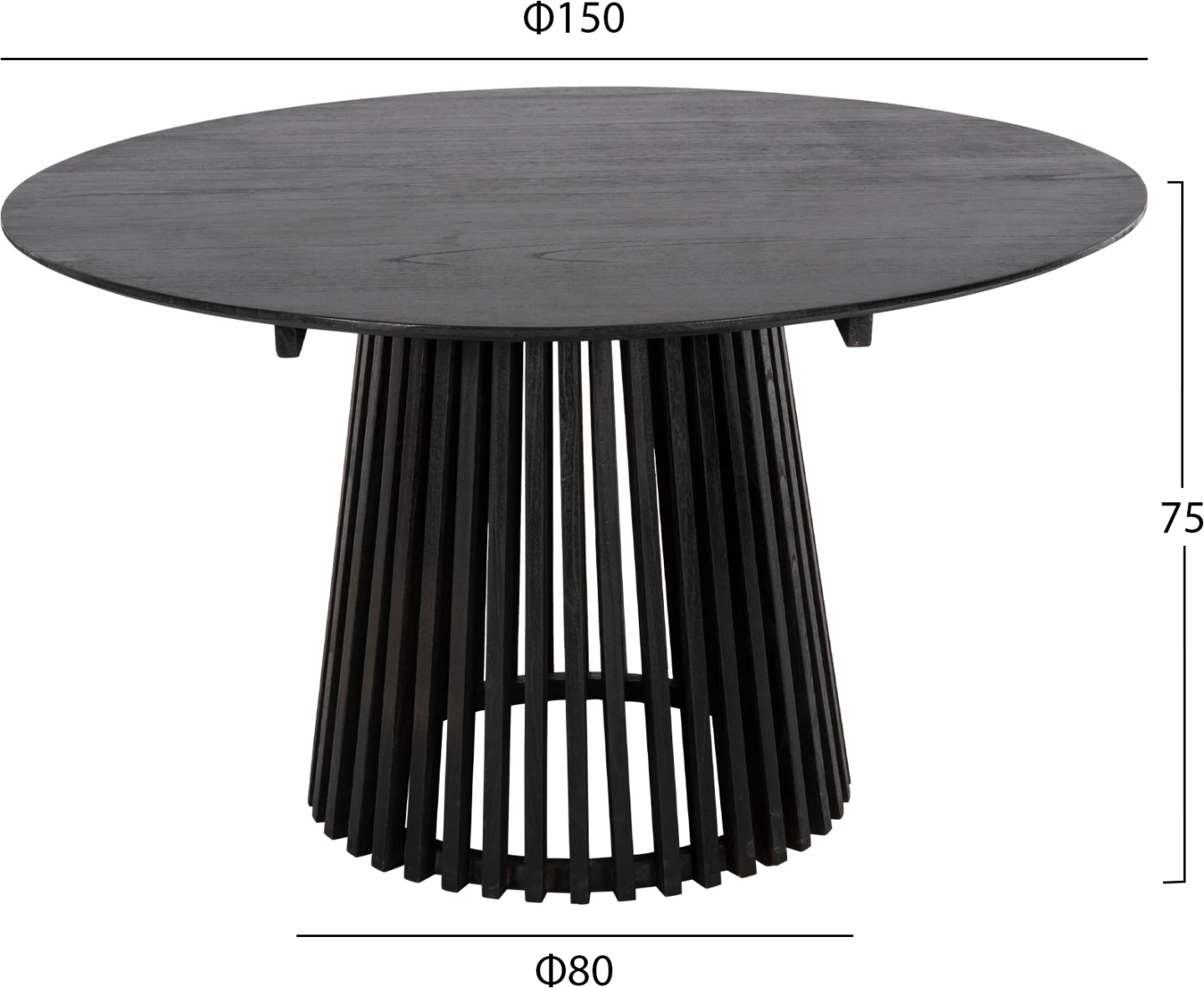 Jedilni set 5 kosov ABAI FH21077.01 okrogla miza Φ150cm in 4 jedilni stoli-črna