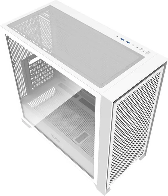 Računalniško ohišje Mid Tower, Mesh, 4 RGB ventilatorji, kaljeno steklo, belo, Darkflash DRX90