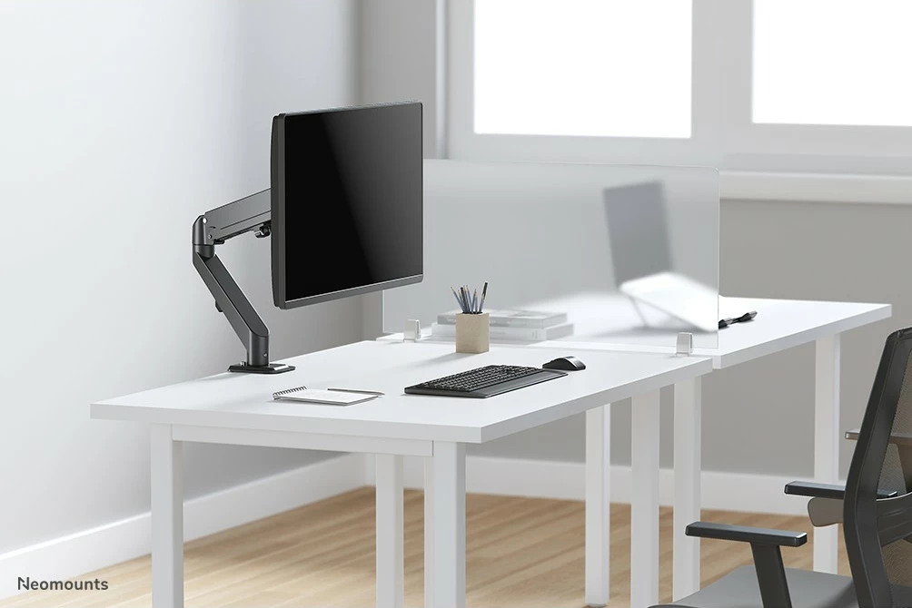 Nastavljiv kroglični nosilec za monitor z gasnim vzmetjo Neomounts DS70-700BL1, 17–27 inčev, s sponko, črn