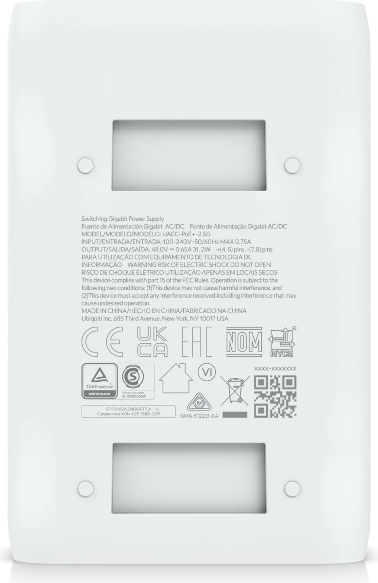 Injektor PoE+ Ubiquiti UACC-POE+-2.5G, 48VDC, 30W, 2.5GbE, bel