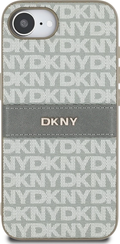 Zaščitni ovitek z vzorcem DKNY Repeat Texture in kovinskim logotipom za iPhone 16e, bež