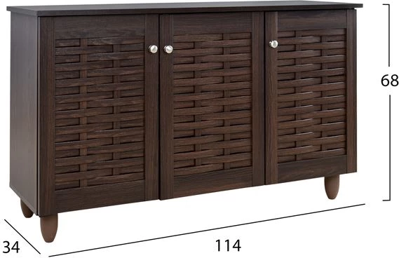 Lesena omarica za čevlje s 3 vrati FH2211.01 Wenge 114x34x68
