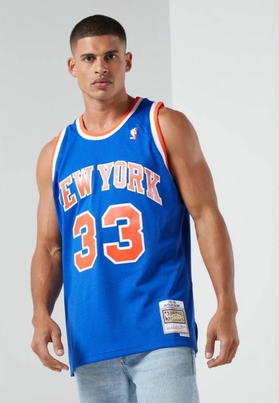 Moška majica NBA Swingman New York Knicks Patrick Ewing, Mitchell & Ness, modra