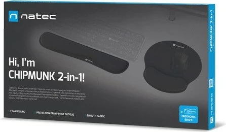 Ergonomski podloga za miško 2 v 1 Natec Chipmunk, črn
