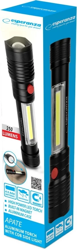 Ročna svetilka Esperanza EOT069, LED, aluminij, črna