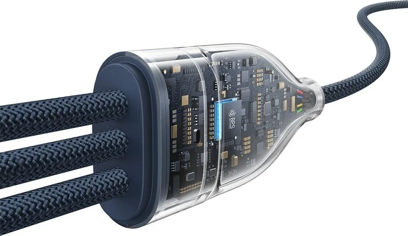 Kabel za hitro polnjenje Baseus Flash Series Type-C na C+C+C, 480 Mbps, 1,5 m, moder