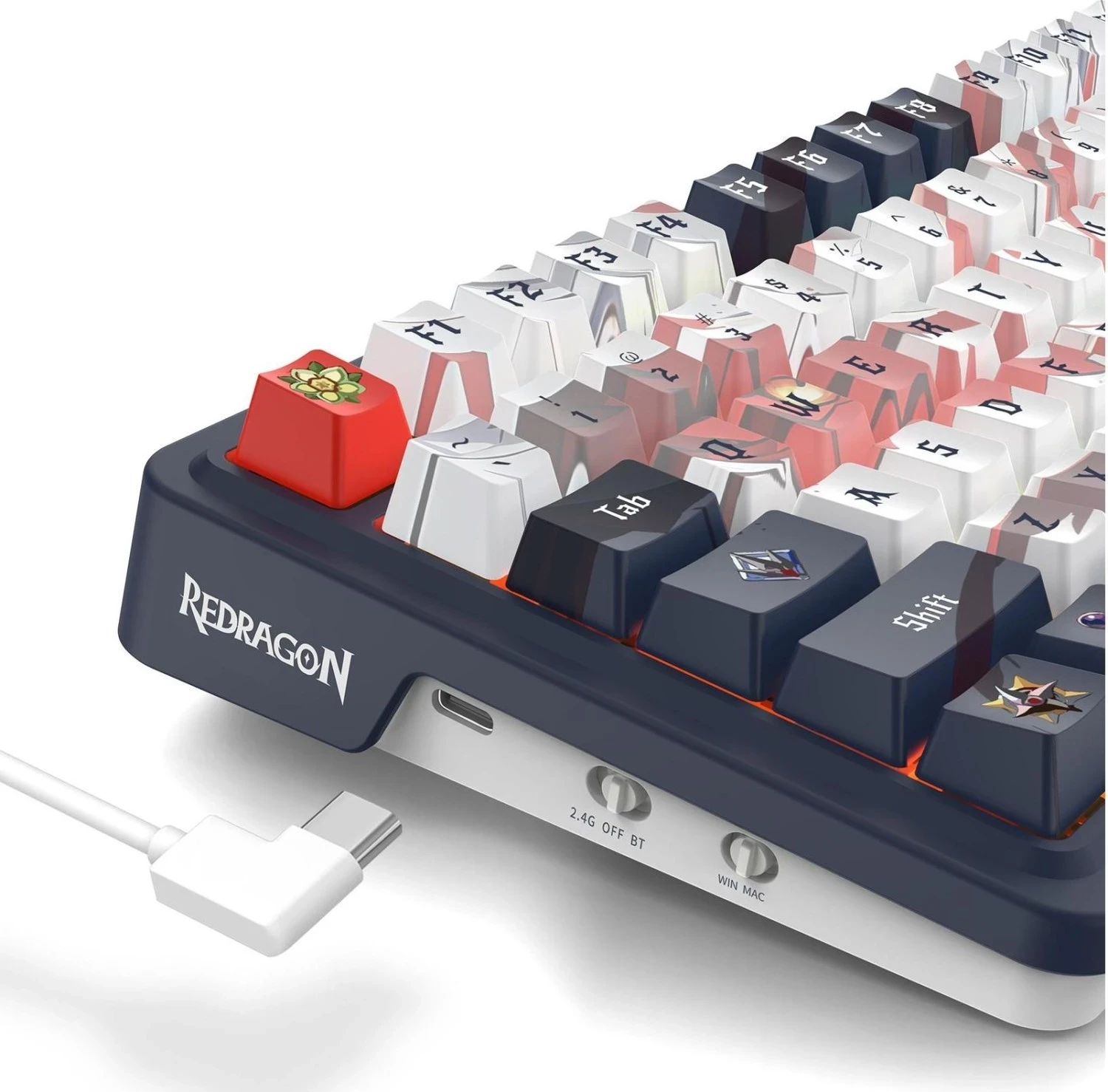 Mehanska tipkovnica z RGB, brezžična Redragon K686AK-RGB-PRO Eisa, bela-siva