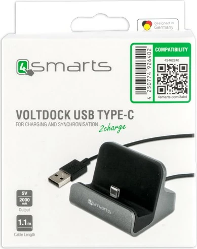 Polnilna postaja za en USB-C napravo 4smarts VoltDock 10W, siva