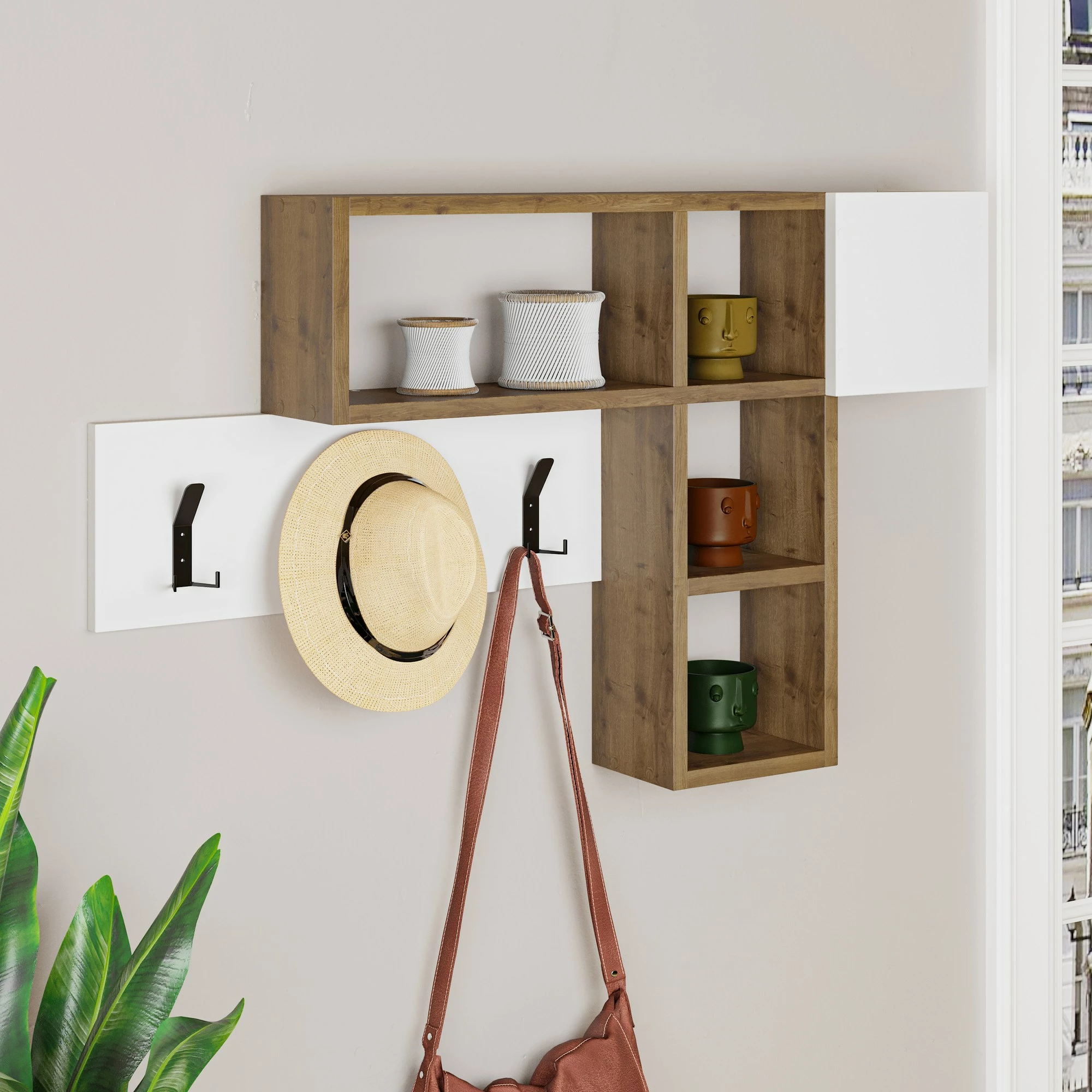 Elegantni stenski regal Bela in Hitit, Skye Decor, Game