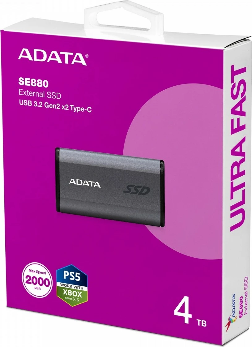 Zunanji SSD Adata SE880, 4TB, USB 3.2 Gen2x2, titan