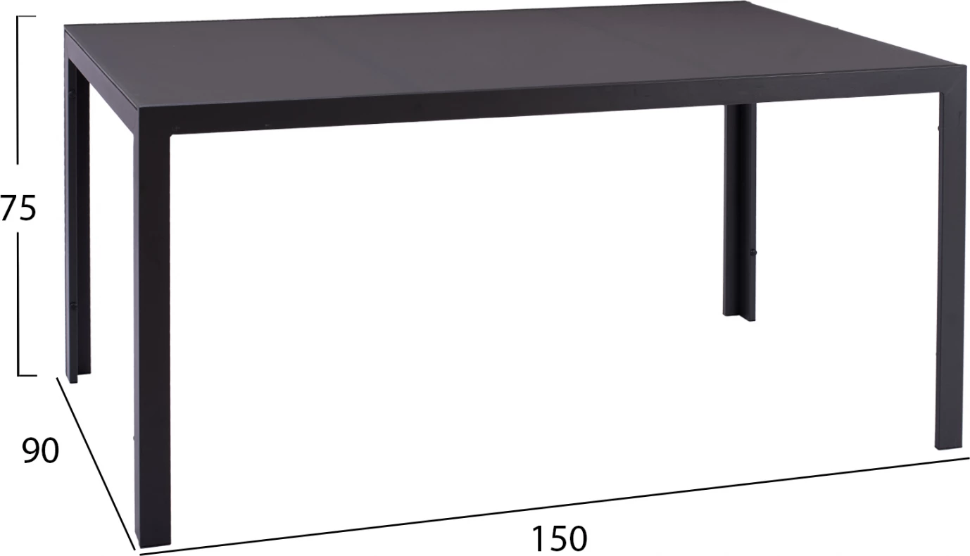 Jedilni set 7 kosov siva miza 150x90 in naslanjač z vrvjo FH11527.01