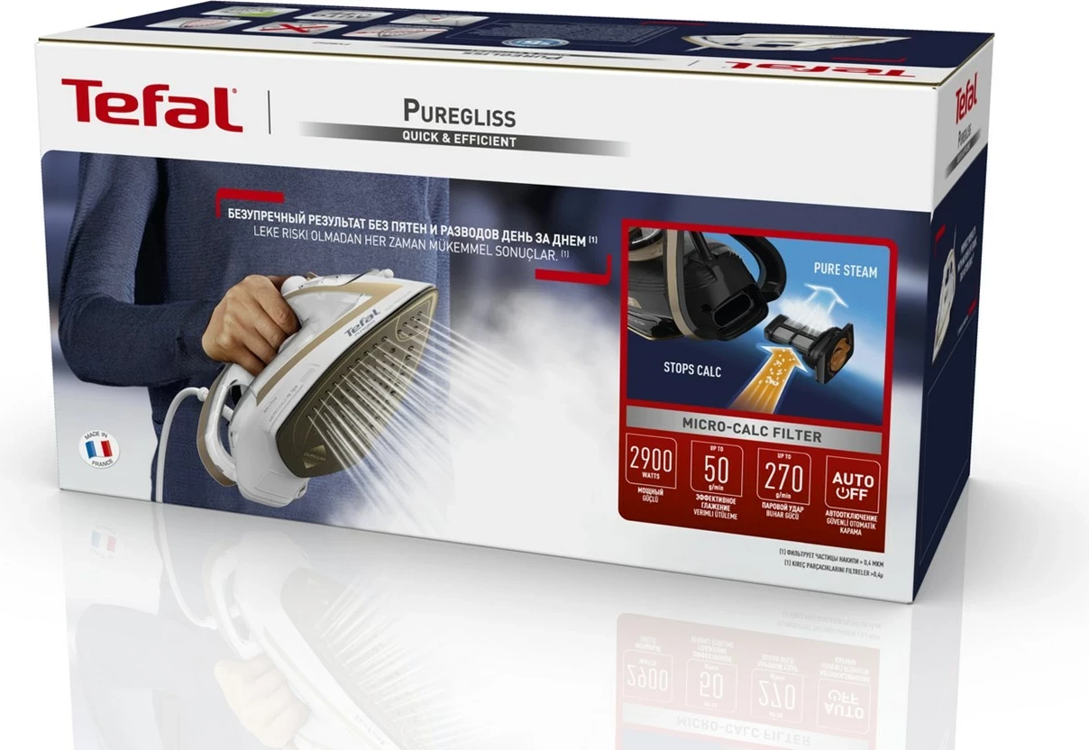 Likalnik Tefal Puregliss FV8042, 3000 W, Durilium AirGlide Autoclean, bel/bronzen