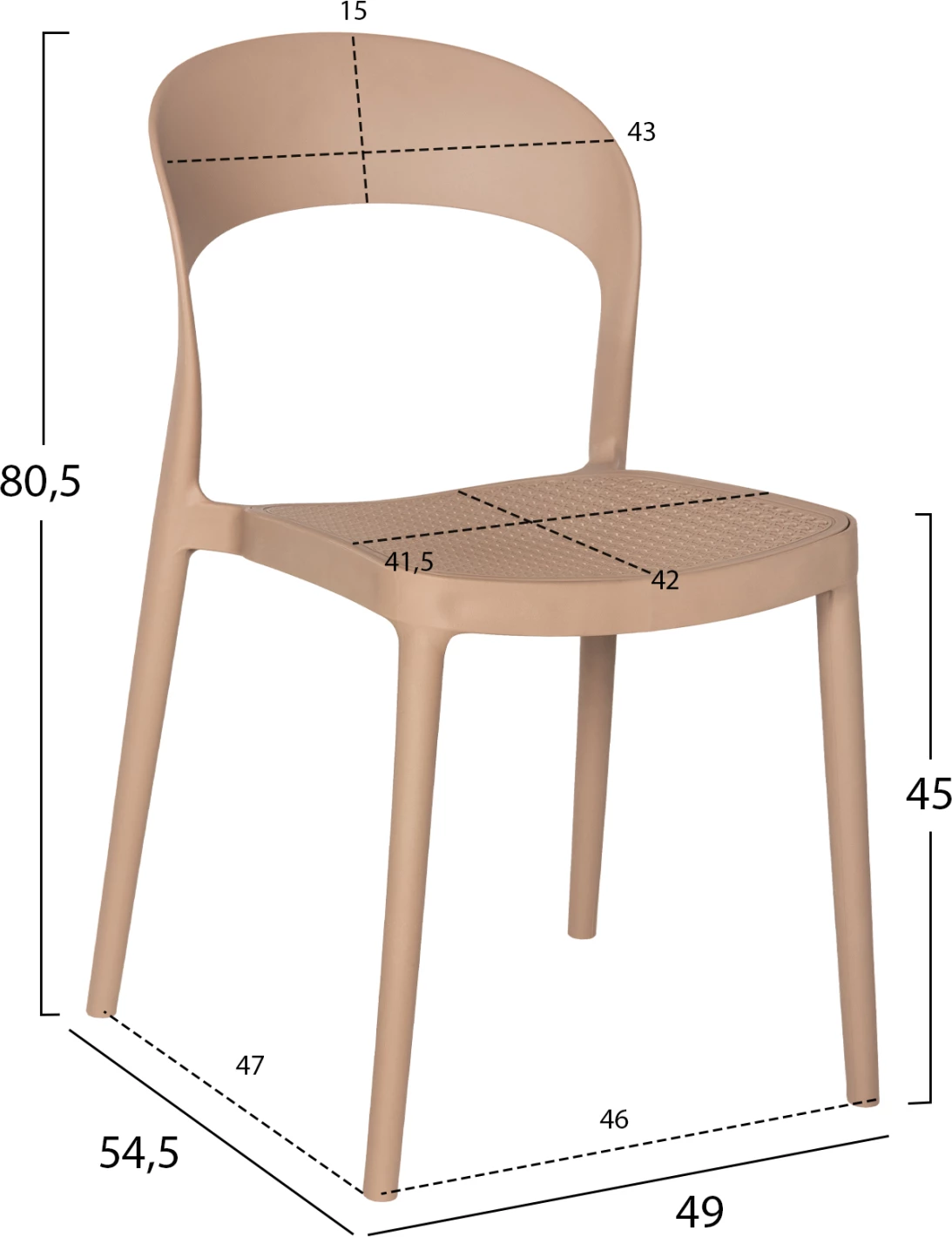 Stol iz polipropilena CLEO FH5936.03 kapučino 49x54,5x80,5H cm