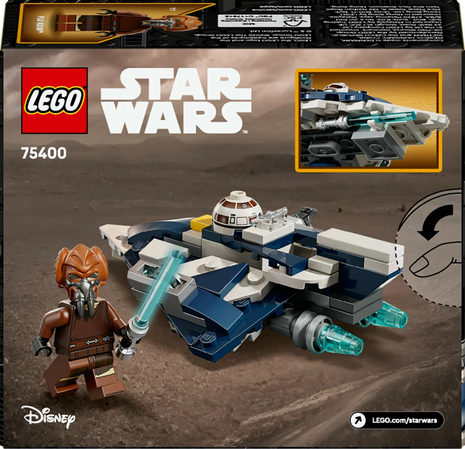 Mikroborilnik Star Wars Plo Koon’s Jedi Starfighter, LEGO set 75400, 89 kosov, večbarven