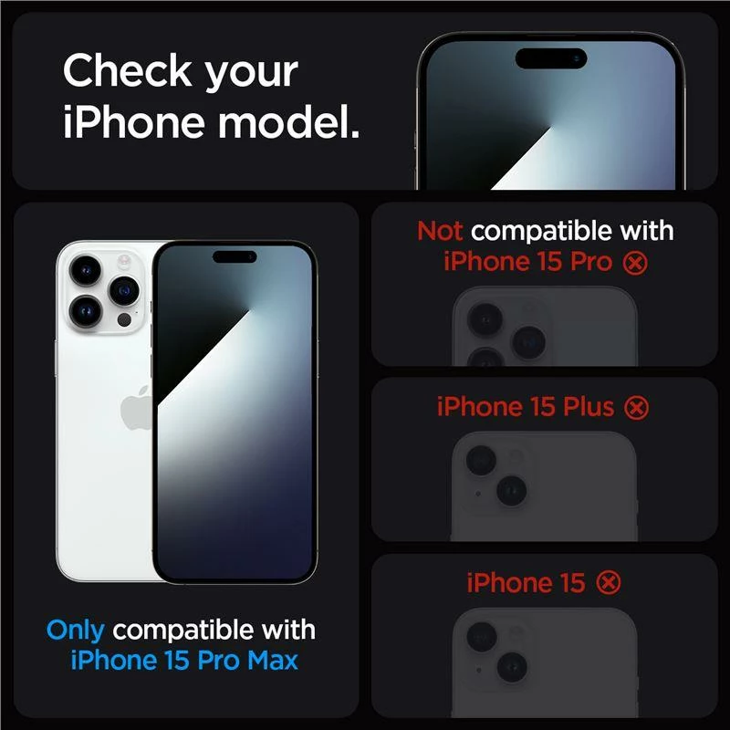 Zaščitno kaljeno steklo Glas.tR EZ Fit, Spigen, za iPhone 15 Pro Max, 0,2 mm 9H, 2 kosa