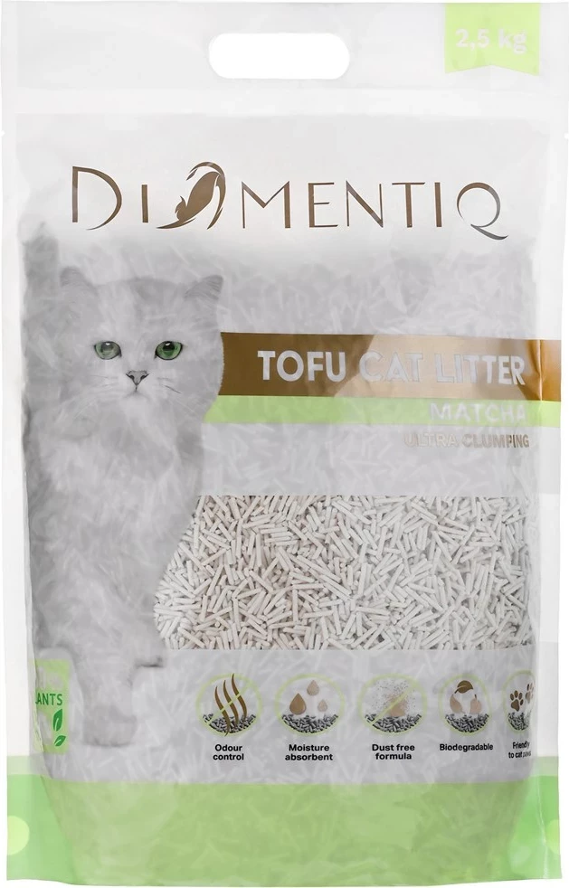 Mačji stelja Tofu Matcha Ultra, DIAMENTIQ, 2,5 kg
