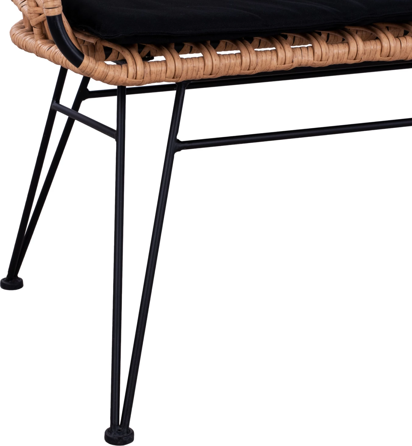 Kovinska klop Allegra FH5692 s pletenjem Črno-Bež 124x57x77cm