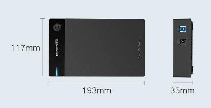 Ohišje za 3,5'' HDD/SSD UGREEN, USB 3.0, črno