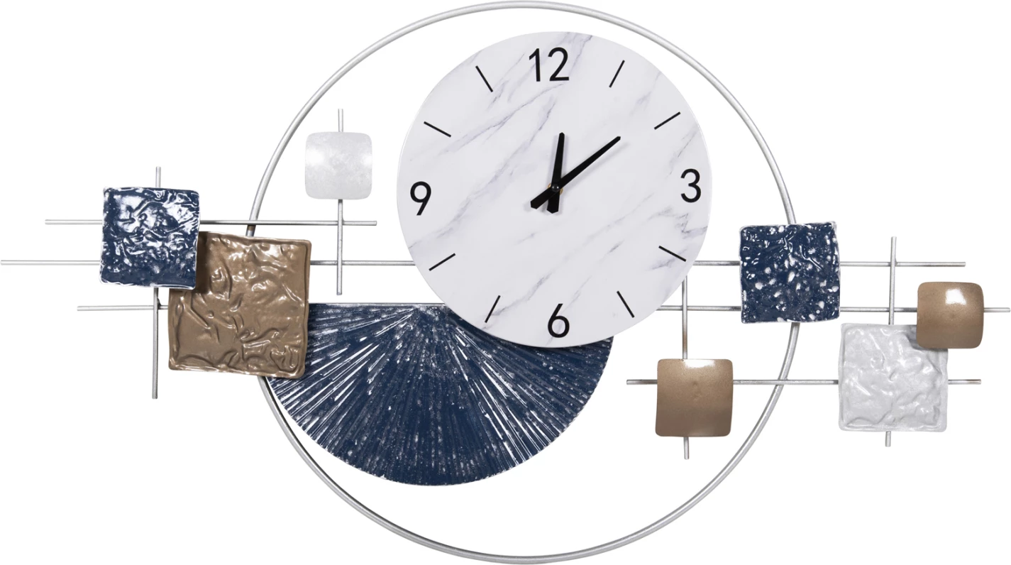 Stenska ura FH4209 kovinska v beli barvi s črnimi kazalci in številkami 92x51Hcm