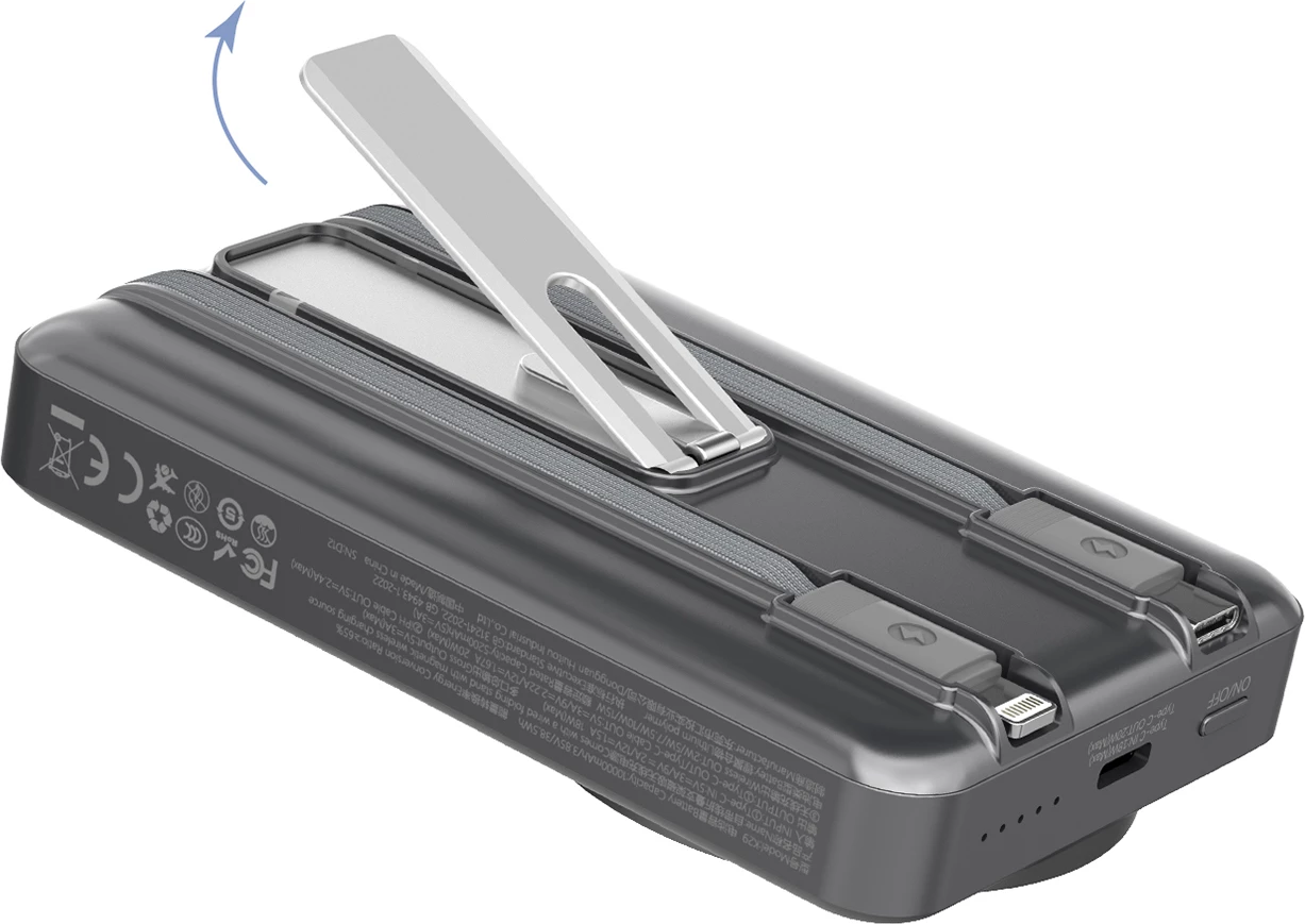 Prenosna baterija 10000 mAh, MagSafe, z metalnim ohišjem, USB-C/Lightning, Dudao K29, srebrna