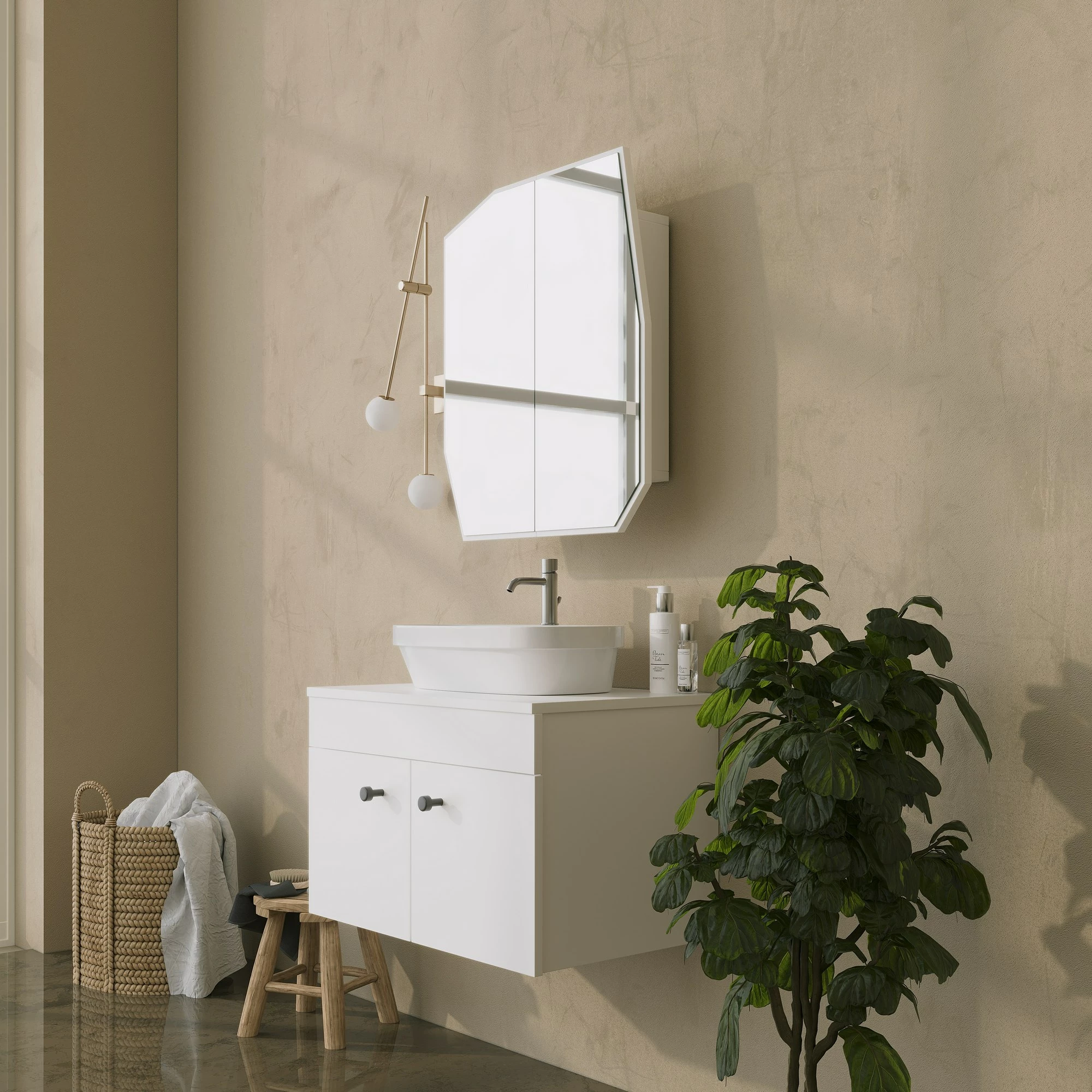 Kopalniška omarica Quartz, Hanah Home, bela