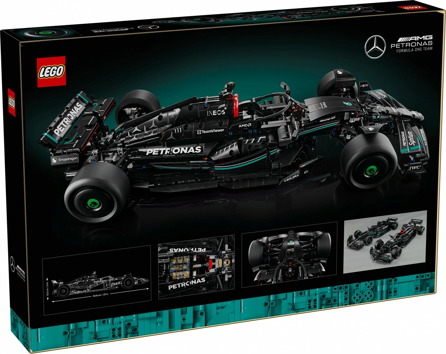 Model dirkalnika Mercedes-AMG F1 W14 E Performance, set gradnje LEGO Technic, 1642 delov, črn