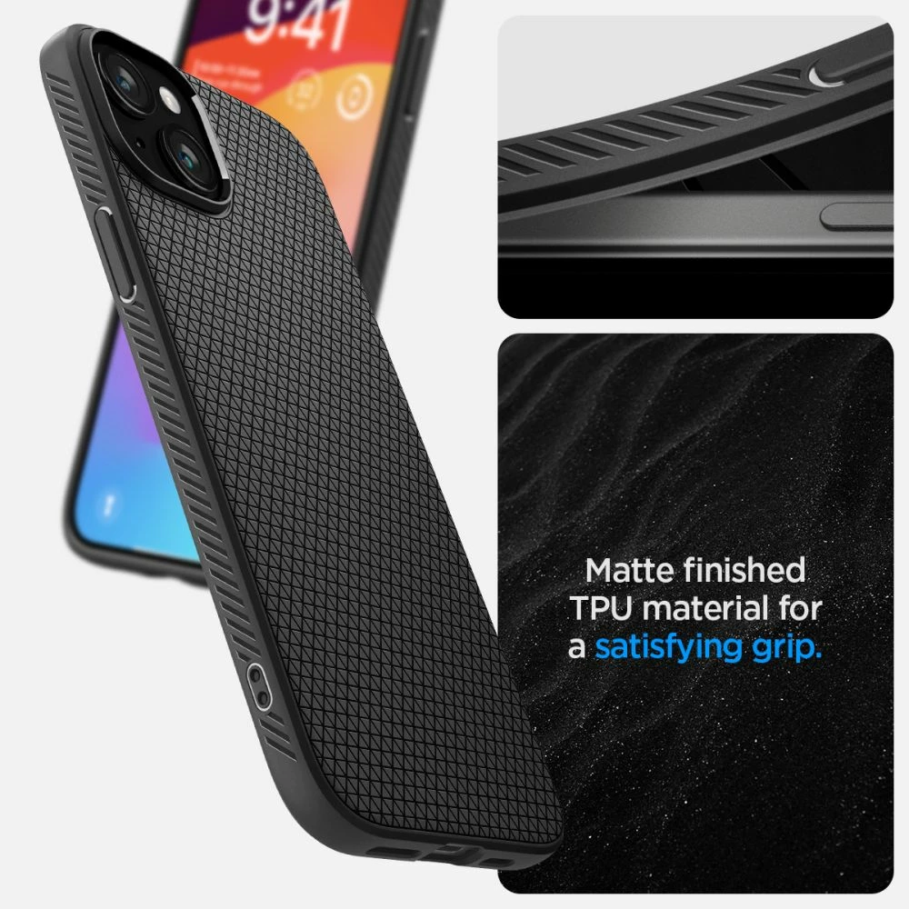 Zaščitni ovitek Liquid Air za iPhone 15 Plus, Spigen, mat črn