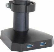 Namizni nosilec za 2 monitorja ART RAMM L-18GD, s plinskim mehanizmom, 2x USB 3.0, črn